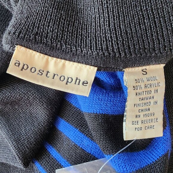 NEW Vintage Apostrophe Womens Small Sweater Wool Blend Turtleneck Stripe Retro - Picture 5 of 10